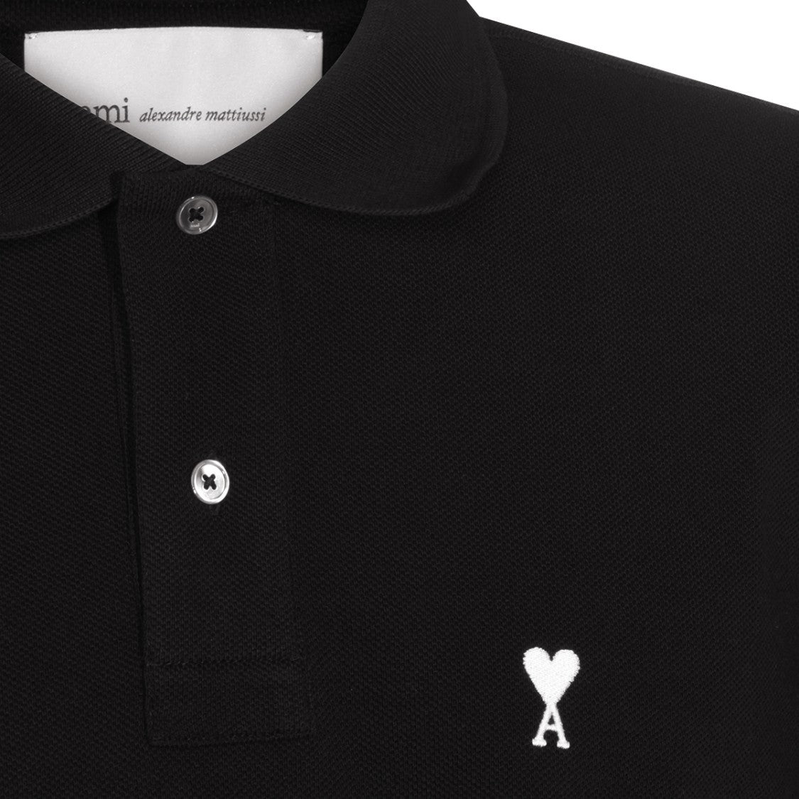 Ami Paris Black Cotton Ami De Coeur Polo Shirt