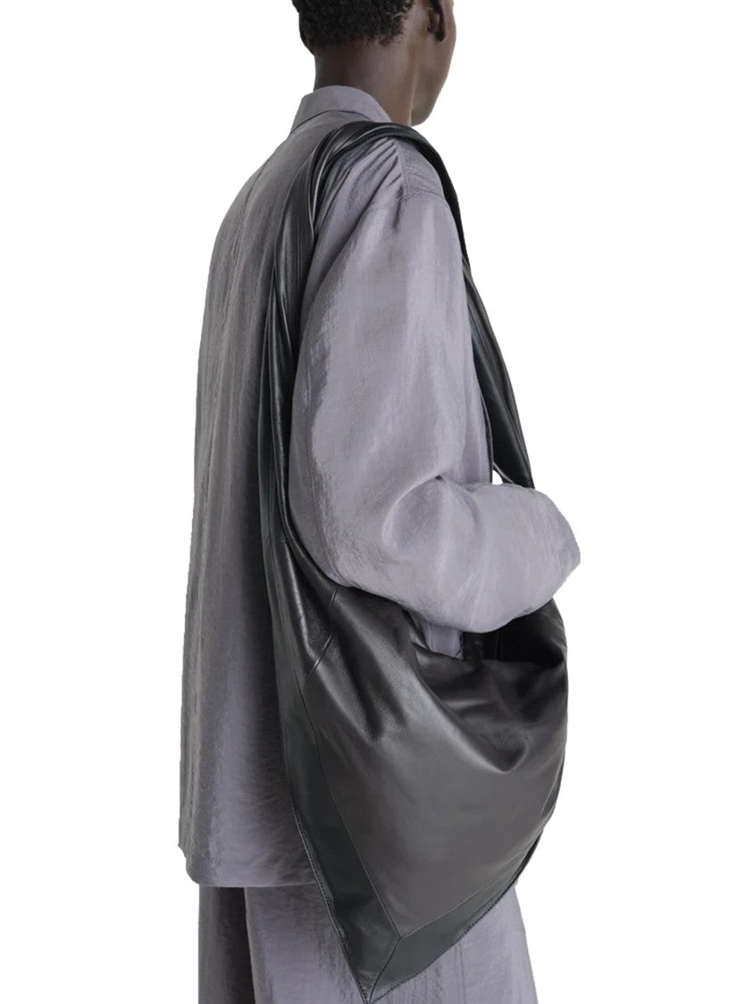 Lemaire Scarf-Shaped Black Leather Bag With Spacious Interior
