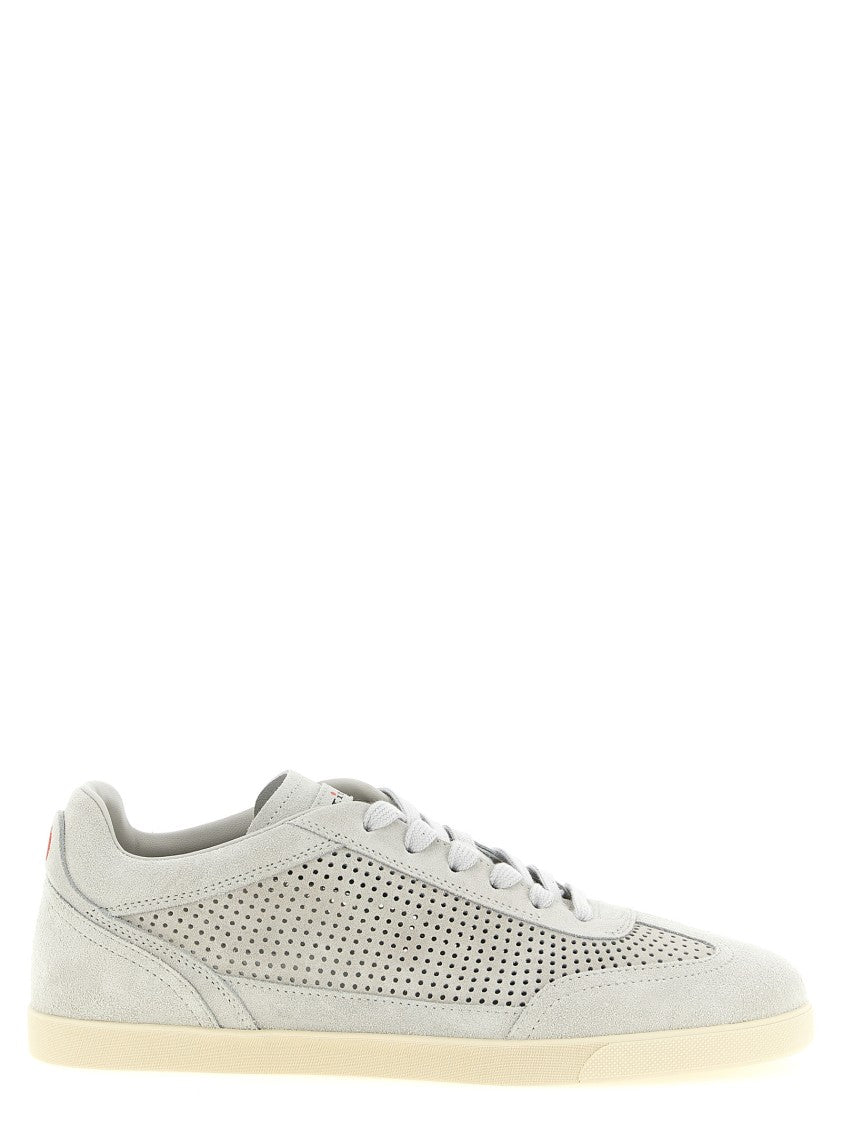 Kiton Perforated Suede Sneakers With Embossed Logo