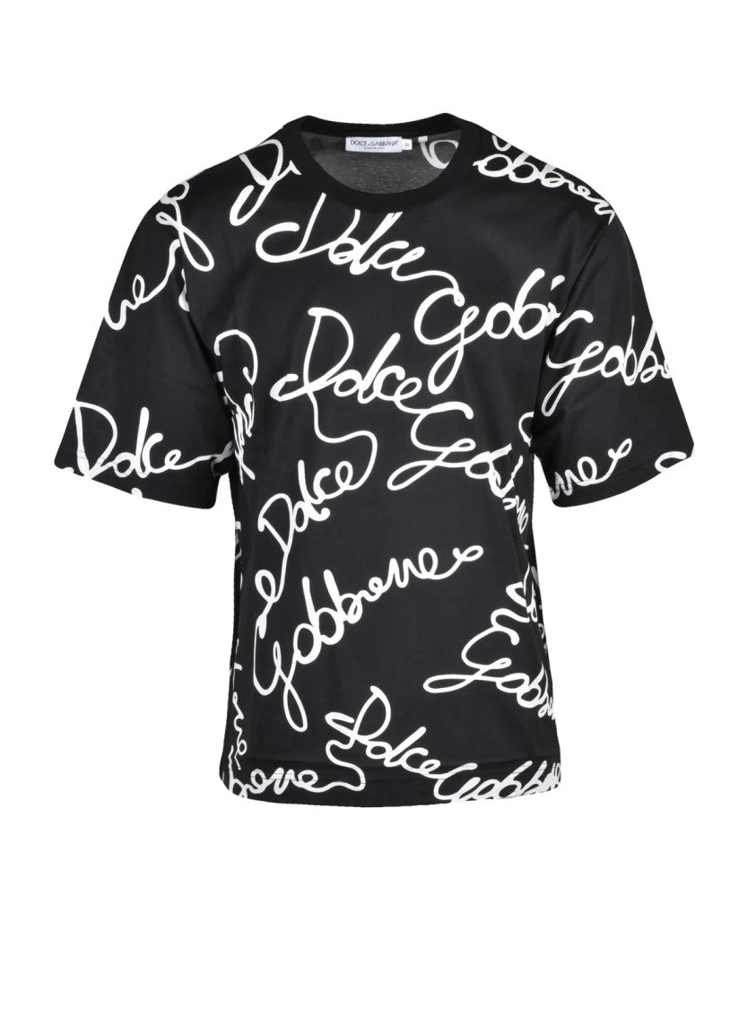 Dolce & Gabbana Black/White Two-Tone Bold Script Cotton T-Shirt
