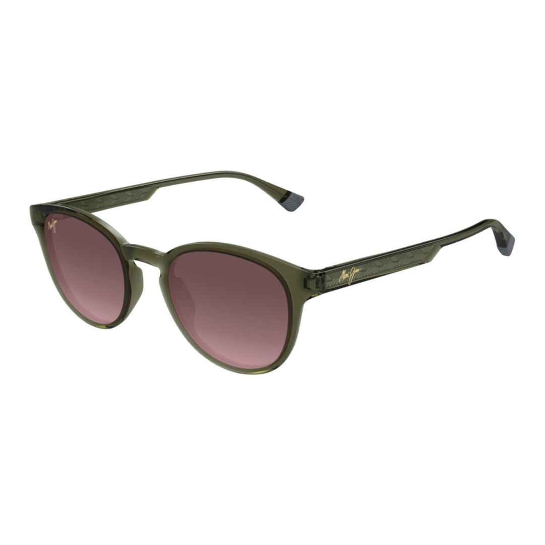 Maui Jim Hiehie Translucent Olive Green Sunglasses With Gradient Purple Lenses