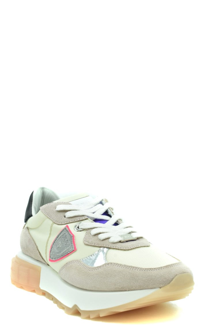 Philippe Model Beige Leather Translucent Sole Low-Top Sneakers