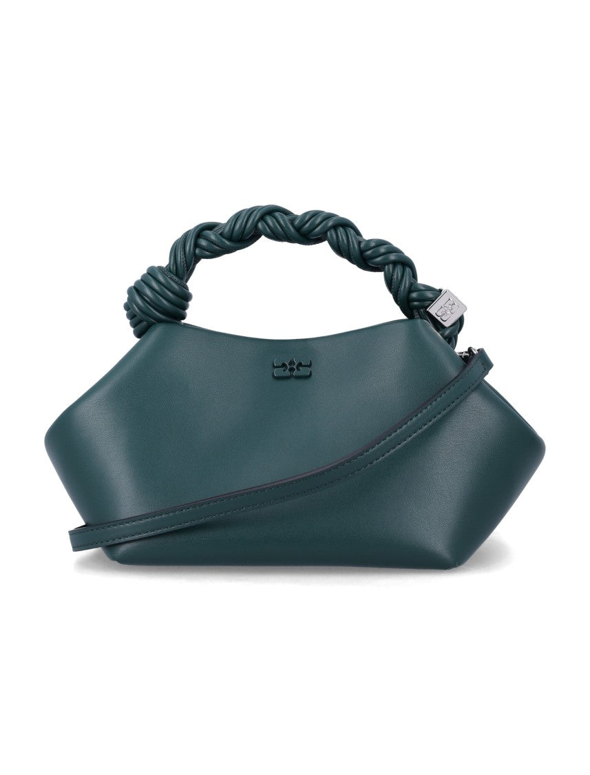 Ganni Twisted Handle Leather Shoulder Bag