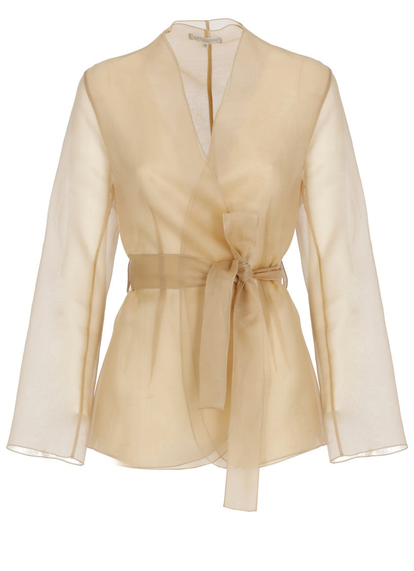 Antonelli Firenze Beige Elia Silk Blazer