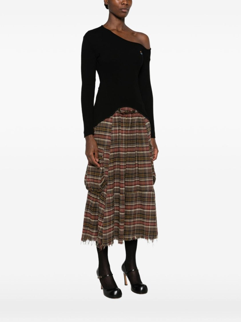 Vivienne Westwood Black Long-Sleeve Asymmetrical Curved Hem Top