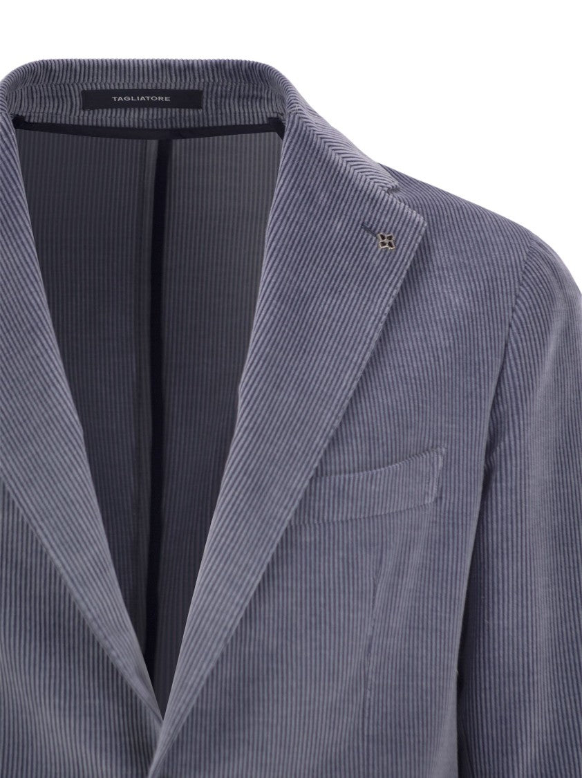 Tagliatore Ribbed Cotton And Cashmere Suit