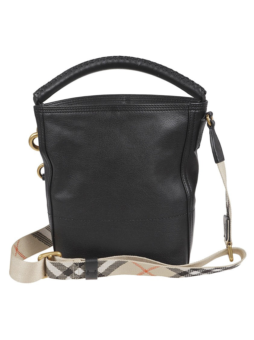Burberry Textured Calf Grain Handbag With Embossed Logo