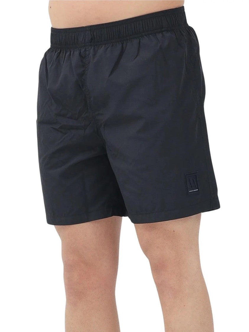 Armani Exchange Mid-Thigh Polyester Swim Shorts - Blue
