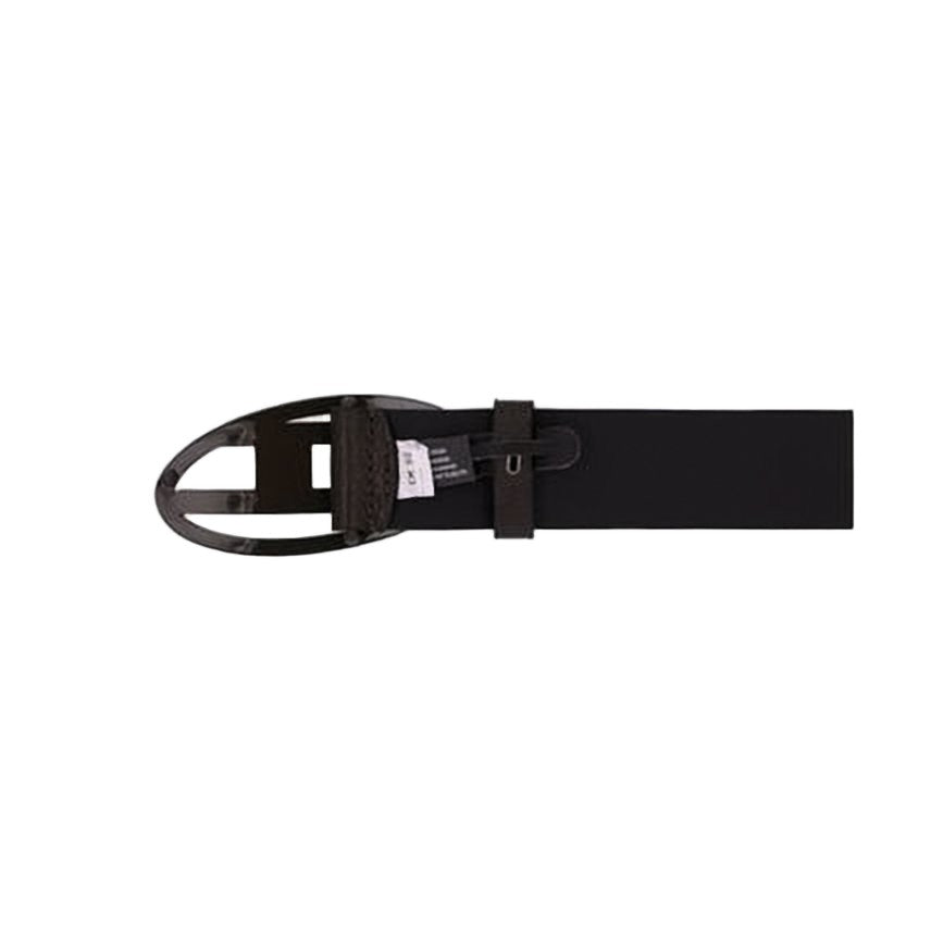 Diesel Textured Black Leather Belt With Oval Buckle