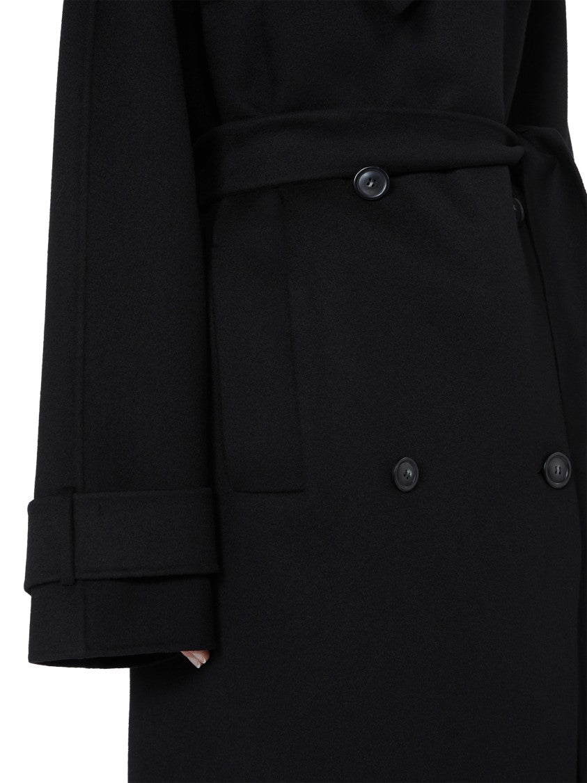 Max Mara Tailored Black Coat In 100% Virgin Wool