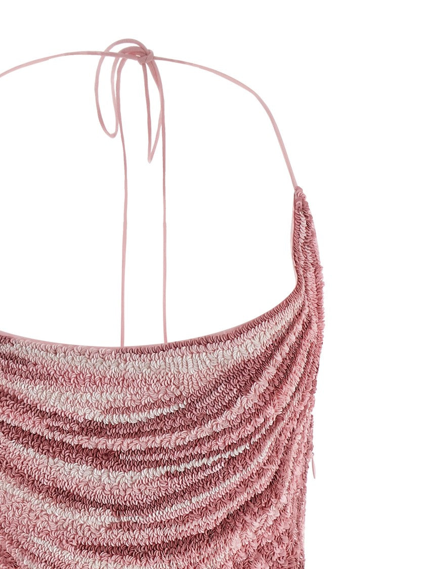 Balmain Silk Mini Dress With All-Over Sequin Embellishment