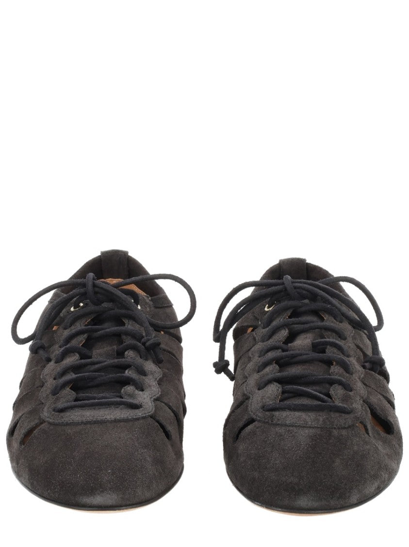 Isabel Marant Leyza Suede Texture Cut-Out Flats