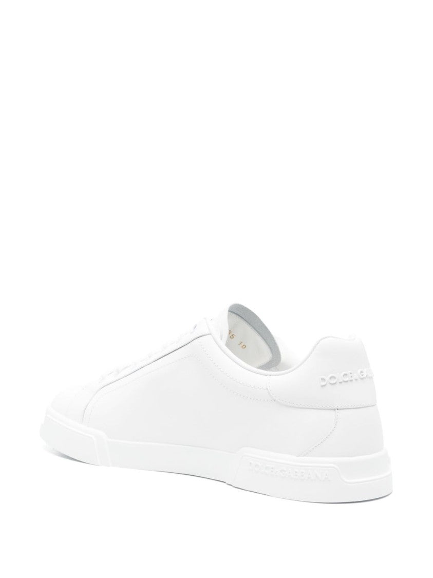 Dolce & Gabbana Minimalist White Leather Sneakers With Logo Patch