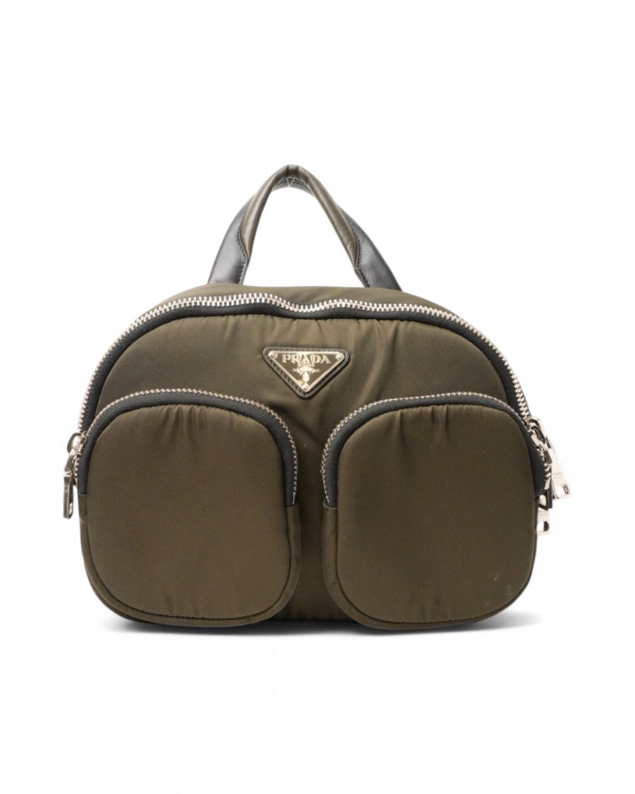 Prada Small Re-Nylon Cargo Backpack In Military Green