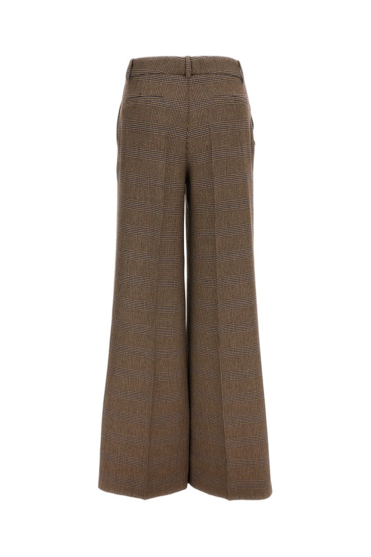 Parosh Multicolor Houndstooth Wool-Blend Wide-Leg Pants