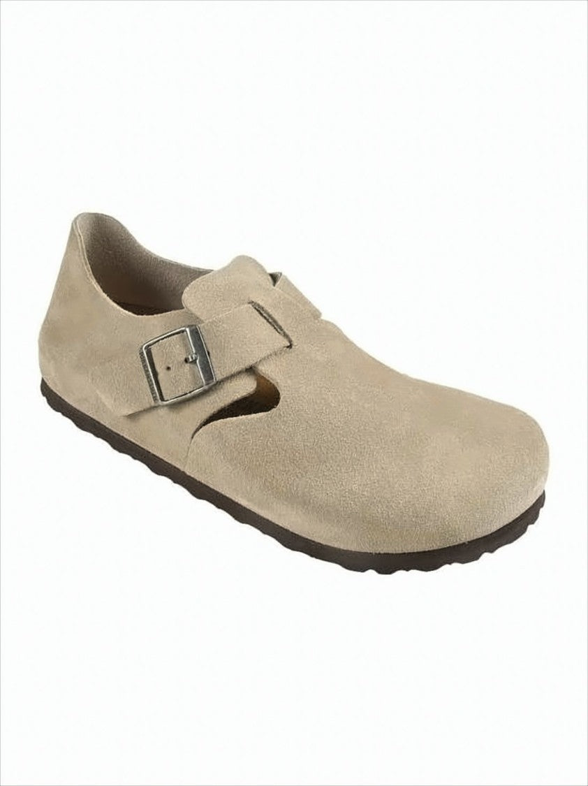 Birkenstock Closed-Toe Suede Sandal With Adjustable Leather Strap
