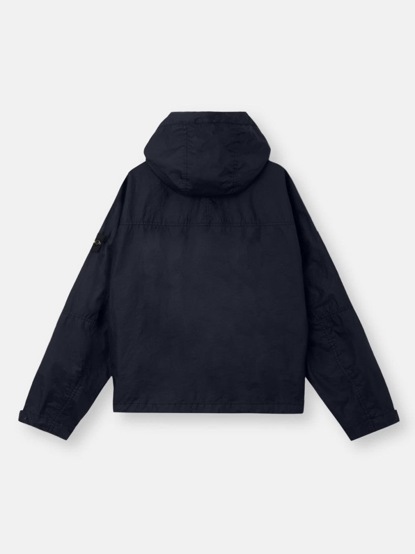 Stone Island Hooded Black Jacket With Front Zipper