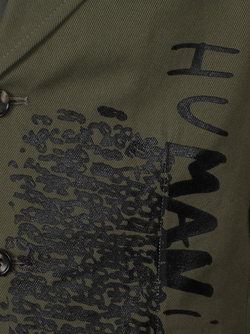 Comme Des Garçons Olive Green Cotton Printed Jacket