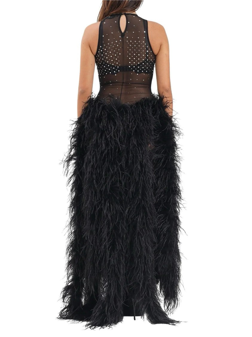 Alma Sanchez Alma Sanchez Body Dress With Dramatic Feather Overlay