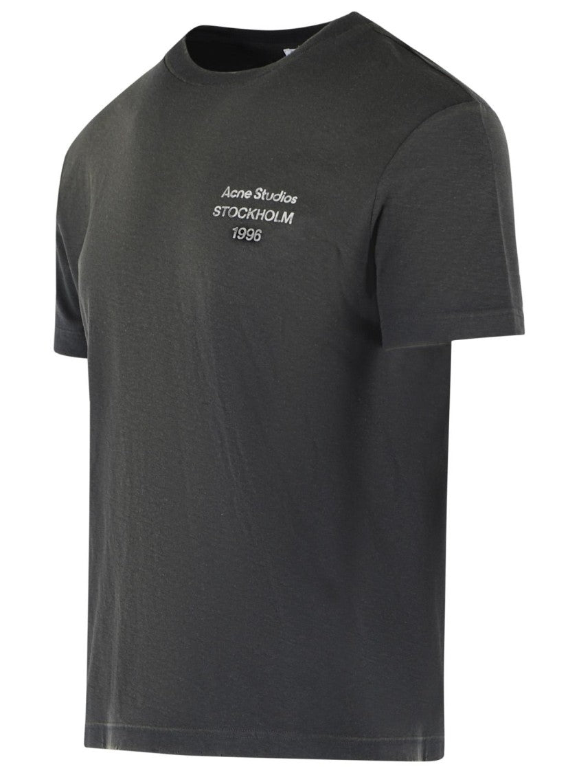 Acne Studios Faded Cotton Blend T-Shirt With Vintage Wash