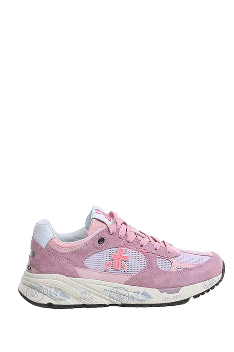 Premiata Pink Chunky-Sole Calfskin-Blend Sneakers