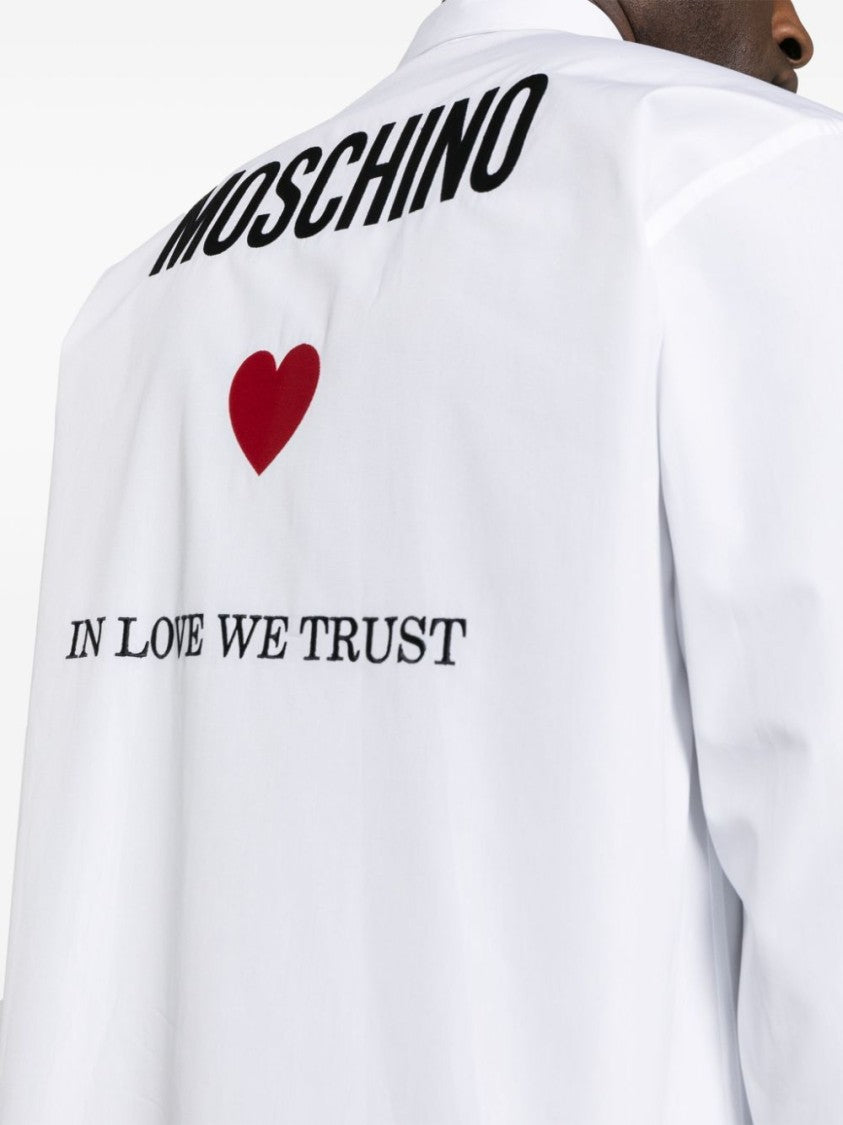 Moschino Optical White Cotton Poplin Shirt
