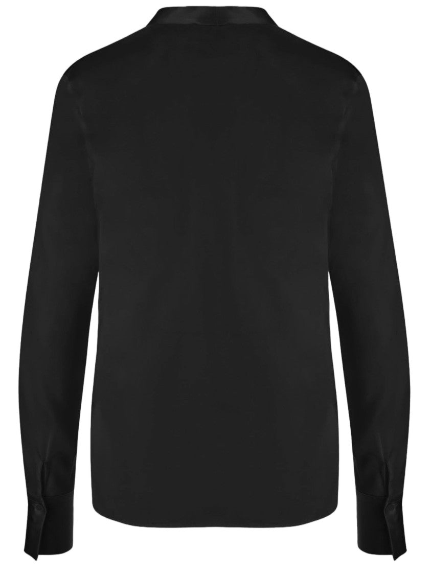 F.It V-Neck Stretch Silk Shirt With Flowing Silhouette