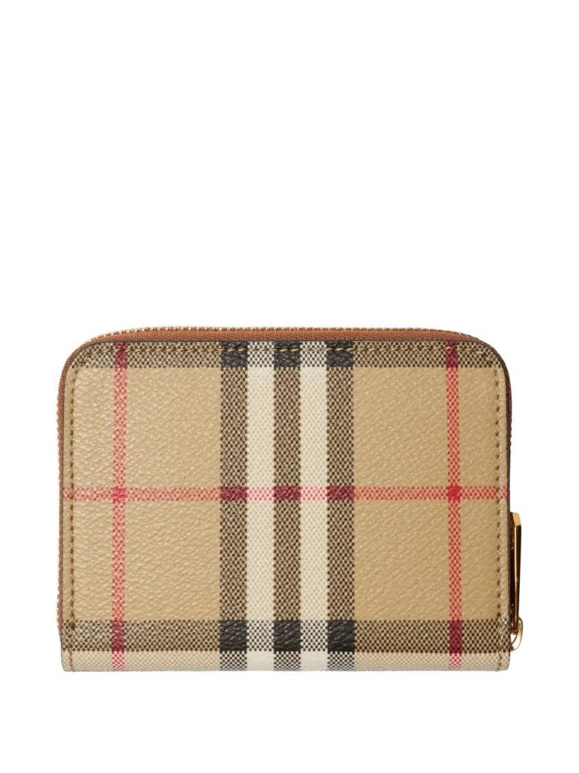 Burberry Mn Compact Zip-Around Check Wallet