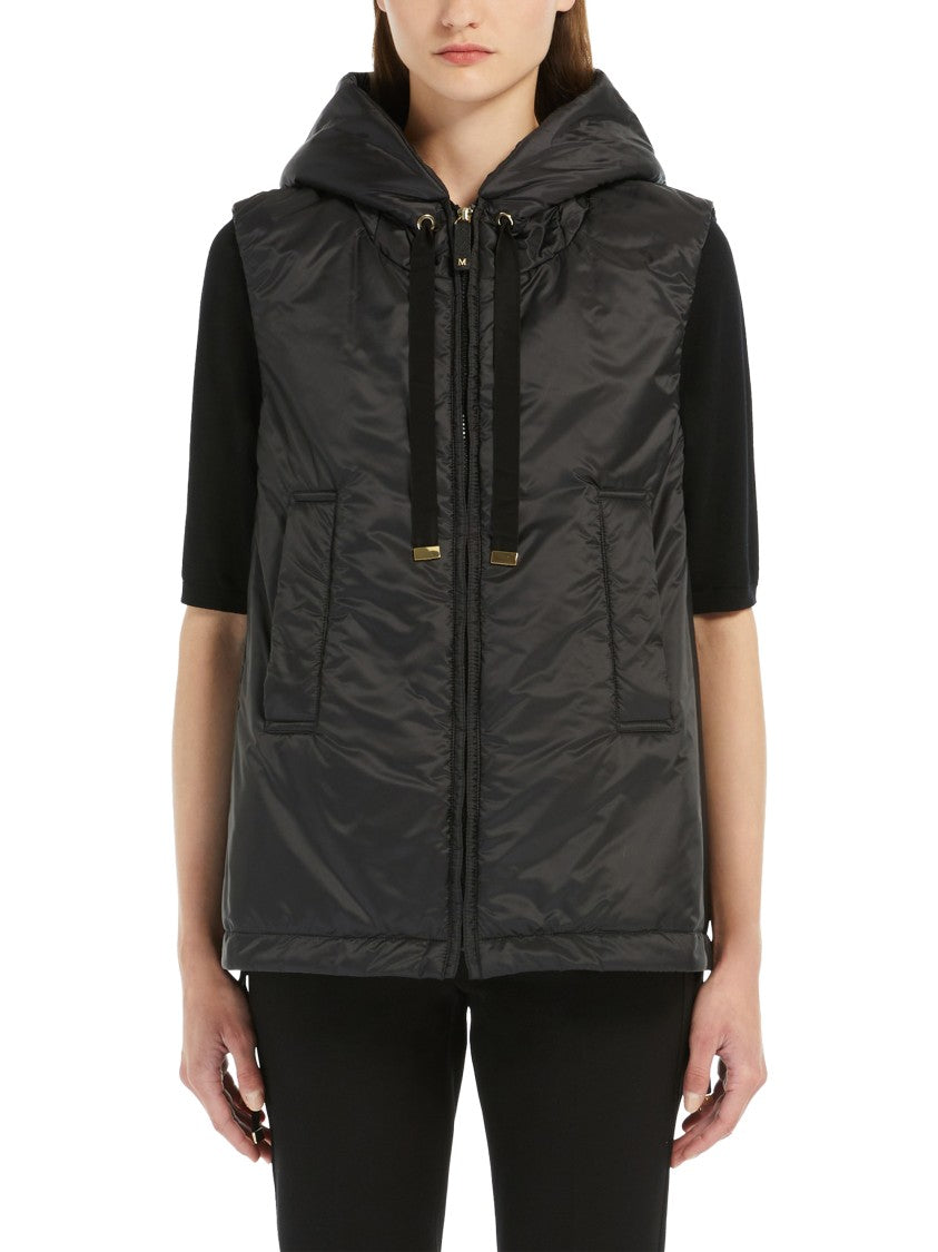 Max Mara Sleeveless High-Collar Jacket With Zip-Up Front And Adjustable Drawstrings