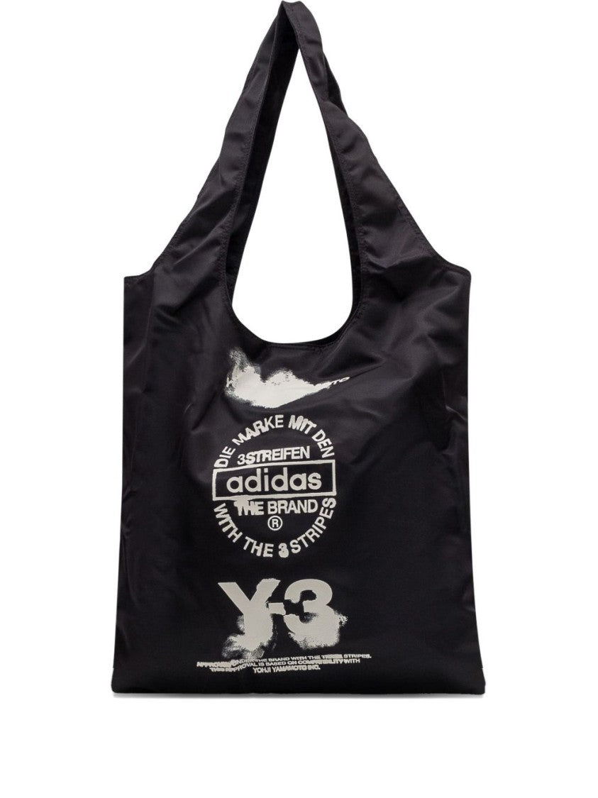 Y-3 Foldable Black Tote Bag With Logo Print