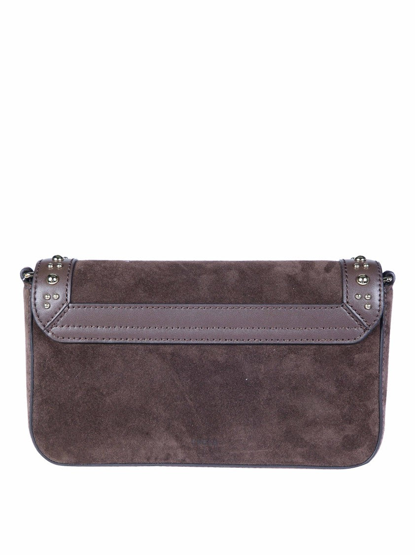 Furla Iride S Studded Suede Shoulder Bag