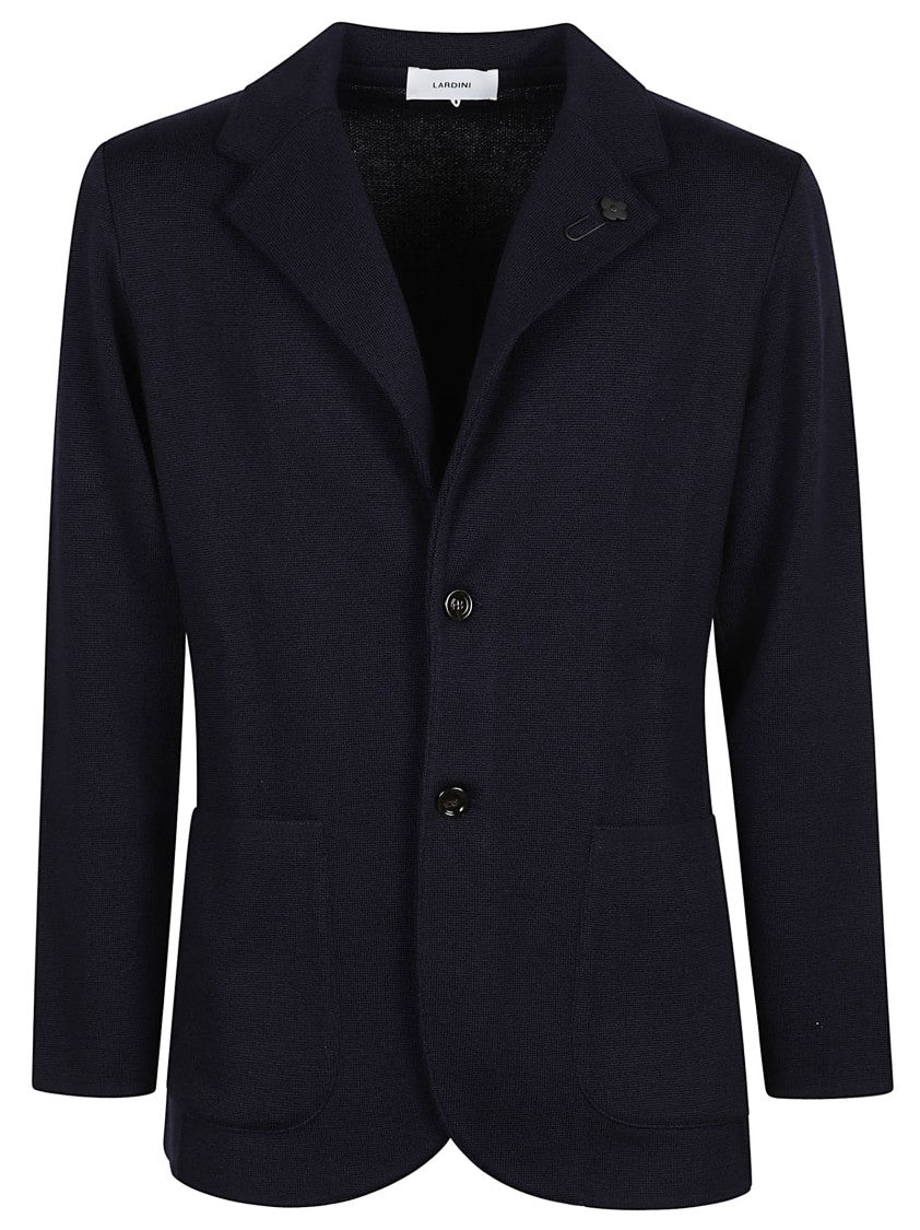 Lardini Tailored Cardigan In Pure Virgin Wool With Classic Lapel