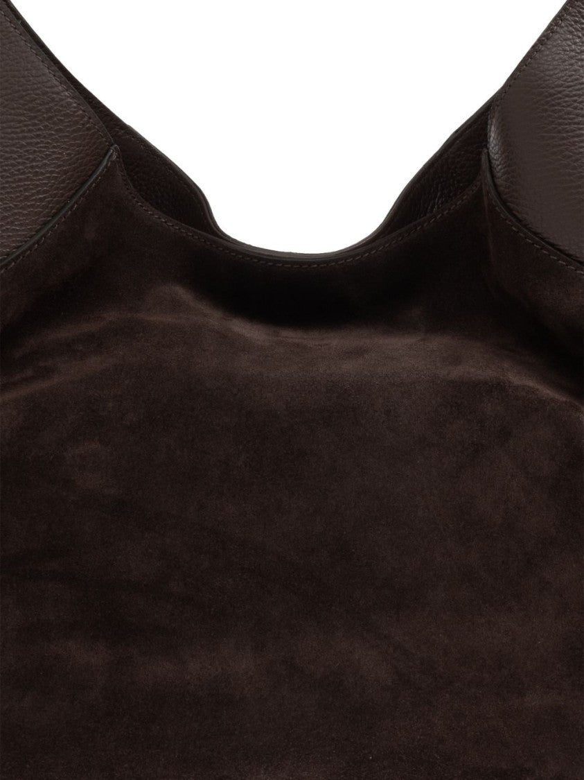 Furla Slouchy Leather Shoulder Bag With Gold Accents