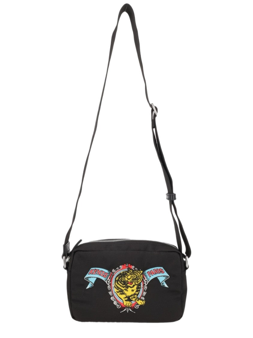 Kenzo Compact Rectangular Crossbody Shoulder Bag With Bold Tiger Emblem