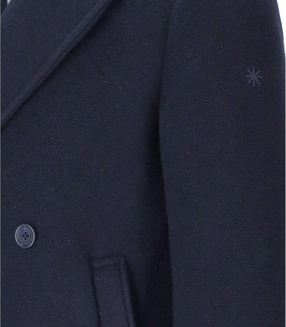 Manuel Ritz Blue Double-Breasted Coat