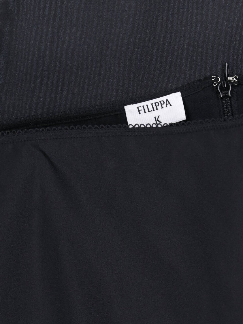 Filippa K Black Layered Sheer Midi Slit Skirt