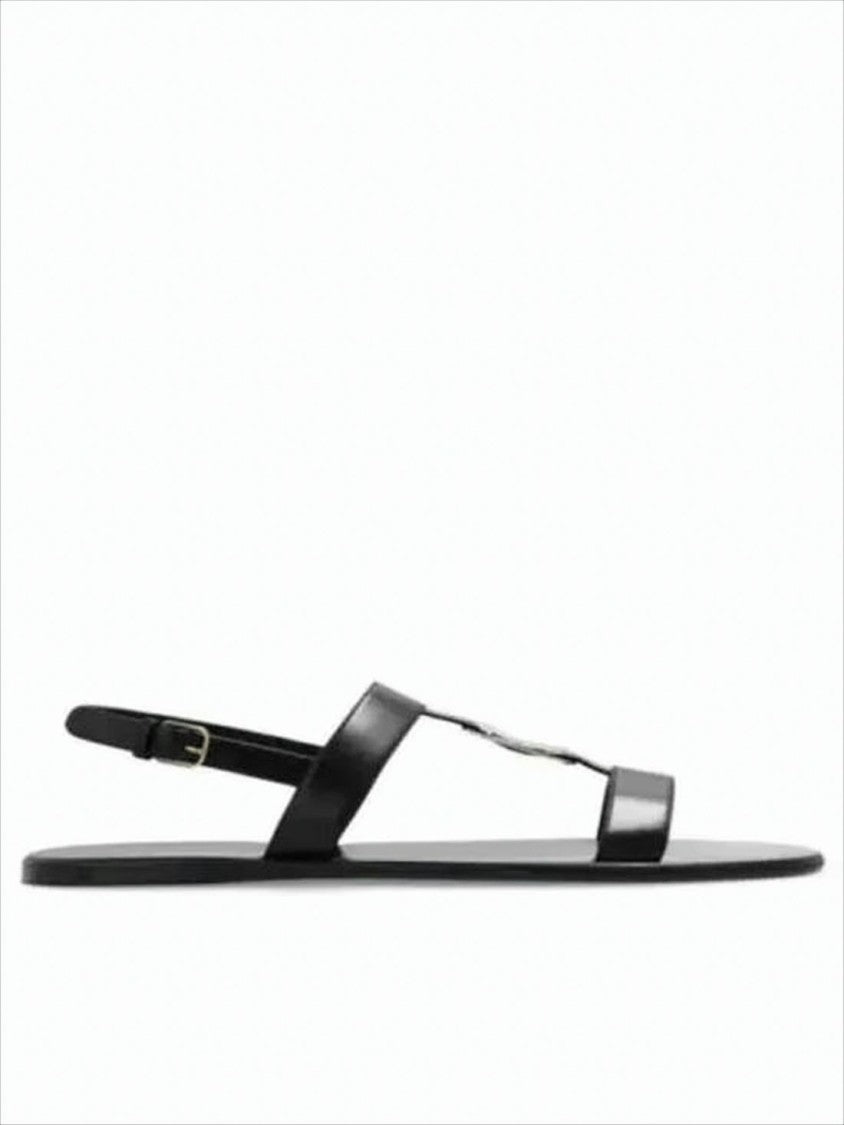 Salvatore Ferragamo Refined Black Lamb Leather Flat Sandals