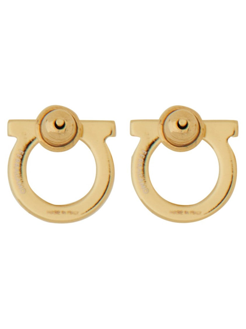 Ferragamo Rounded Gold-Tone Horseshoe Earrings With Polished Finish