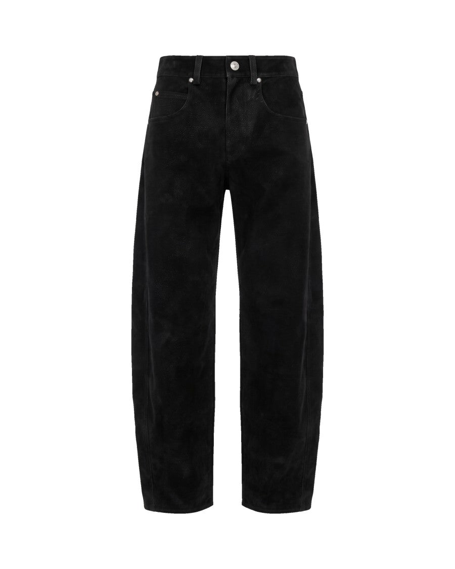 Isabel Marant Étoile Black Belky Worn-Effect Faux Suede Relaxed-Leg Pants