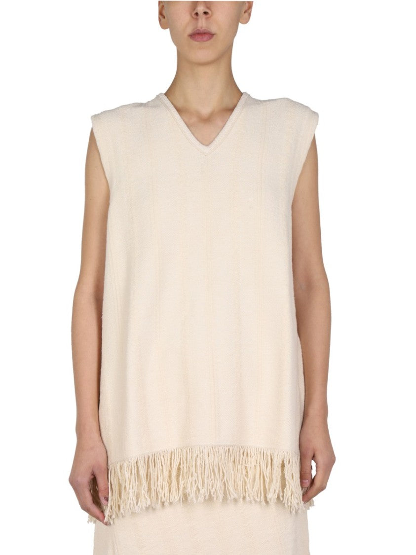 Jil Sander V-Neck Cotton Linen Top