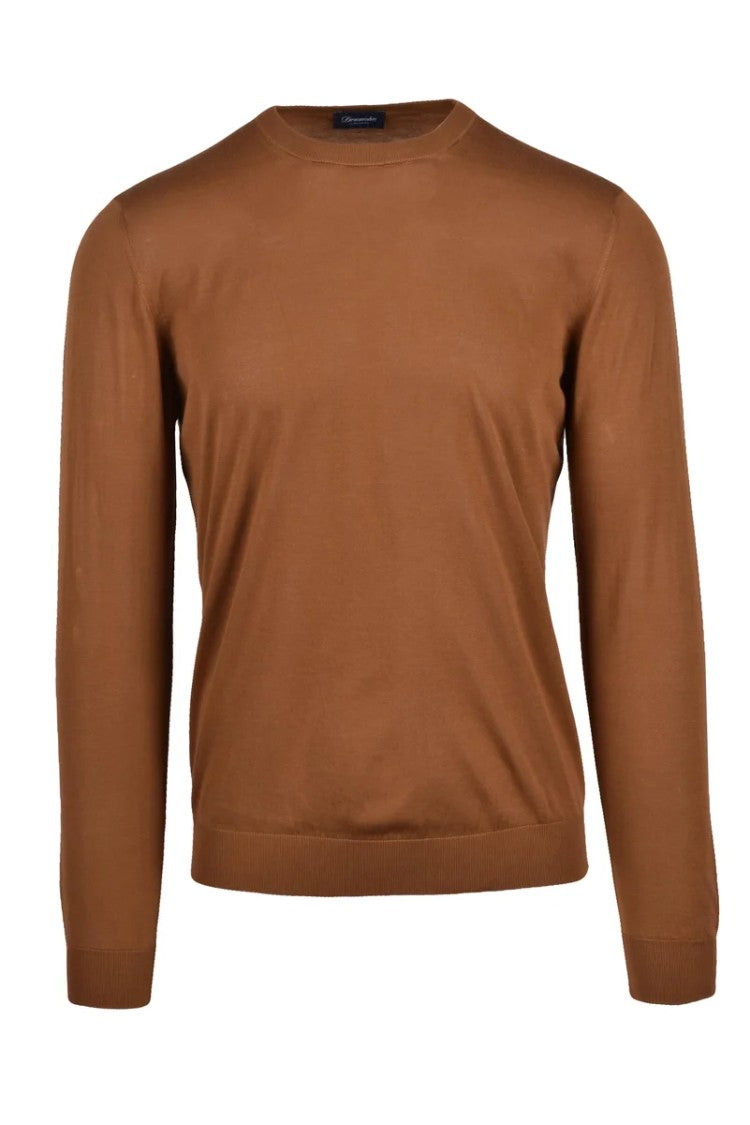 Drumohr Cotton Crewneck Sweater - Brown