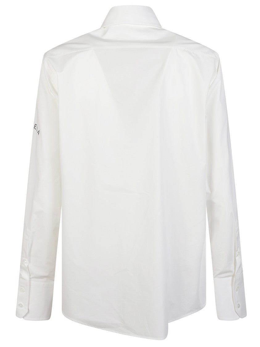 Mm6 By Maison Margiela White Left Sleeve Printed Cotton Shirt