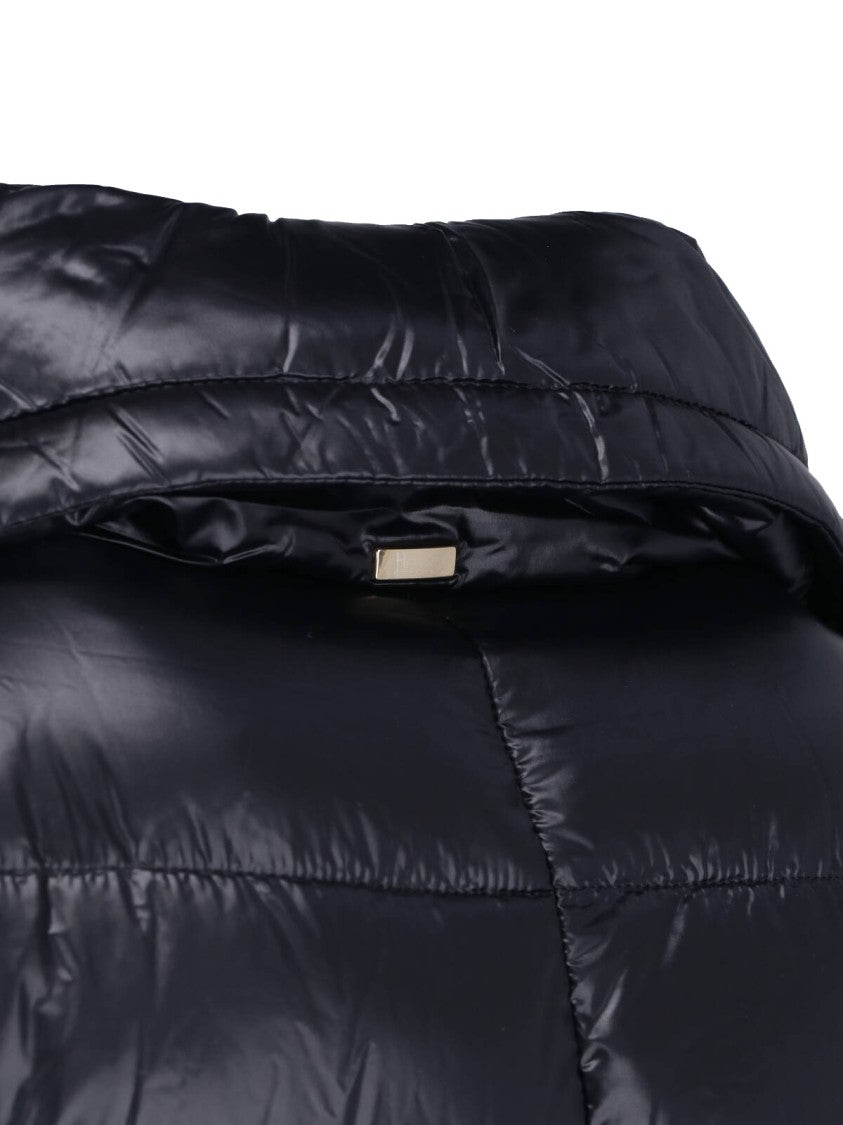 Herno Black Cleofe Zip-Up Fabric Puffer Jacket