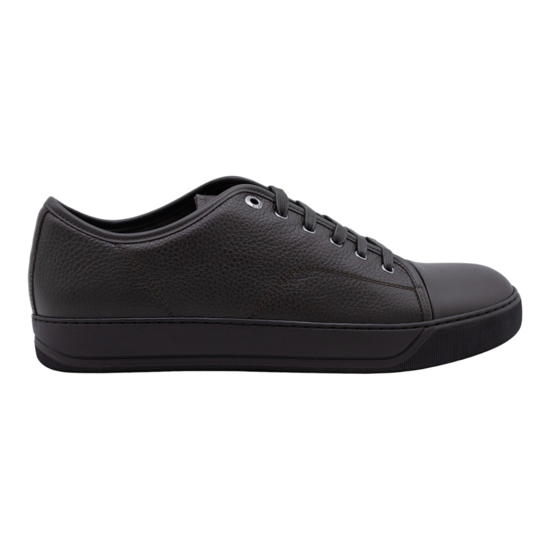 Lanvin Low-Top Texture Leather Sneakers With Smooth Cap
