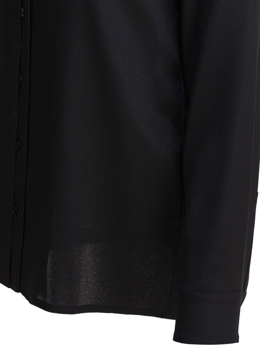 Max Mara Relaxed Fit Black Silk-Elastane Blend Shirt