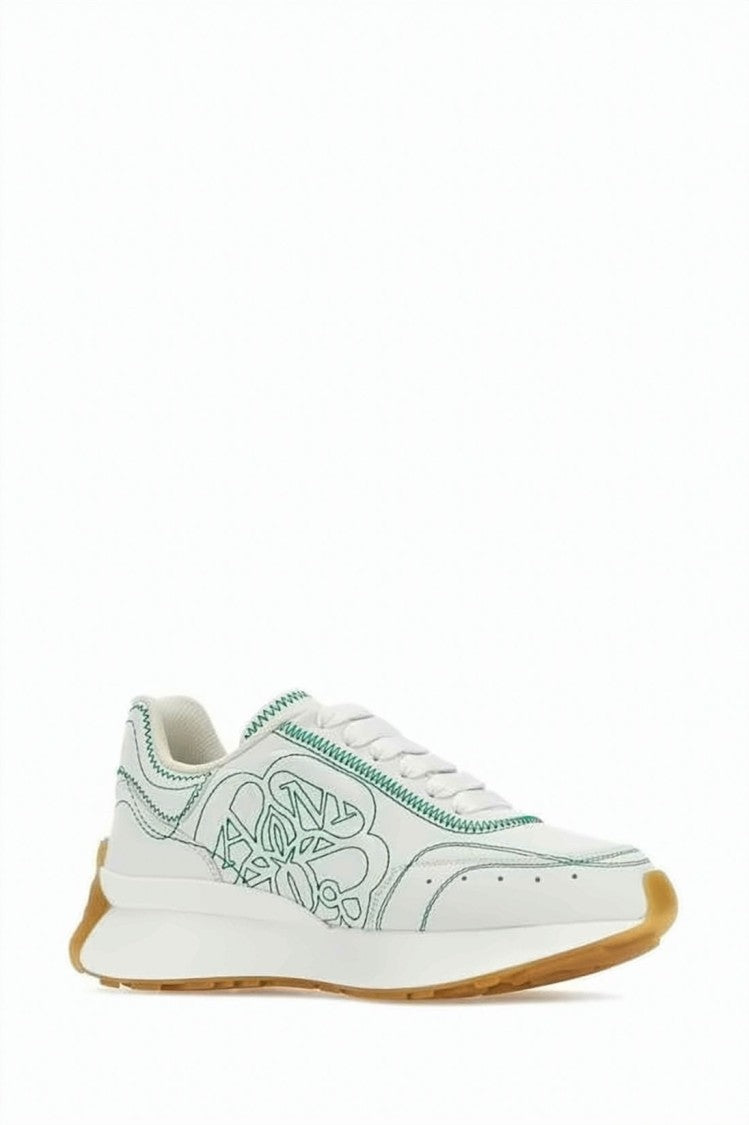Alexander Mcqueen Low-Profile Sneakers With Abstract Green Stitching