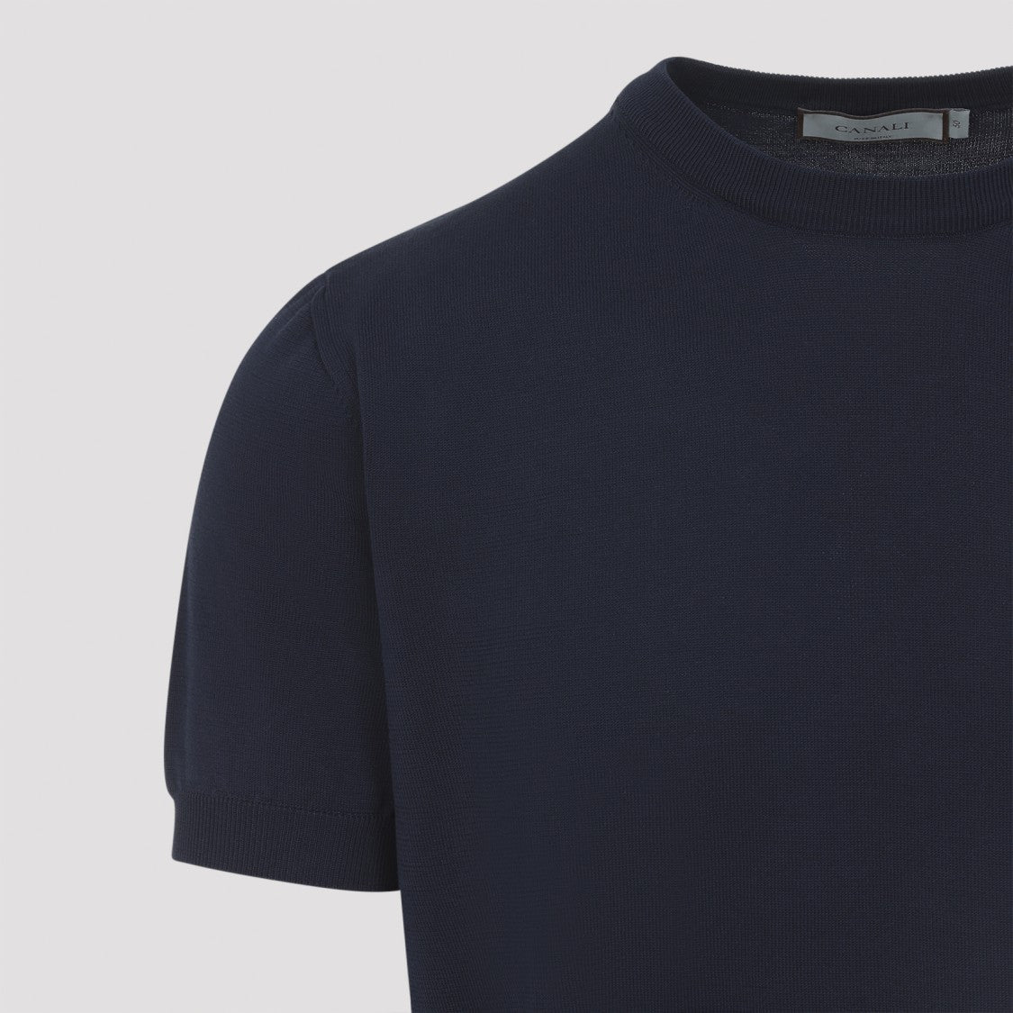 Canali Short-Sleeve Knit Top With Crew Neckline
