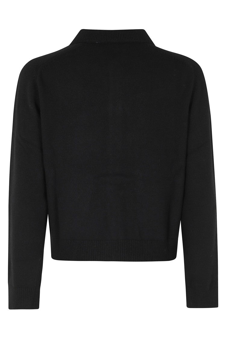 Dunst Black Cropped V-Neck Wool Cardigan