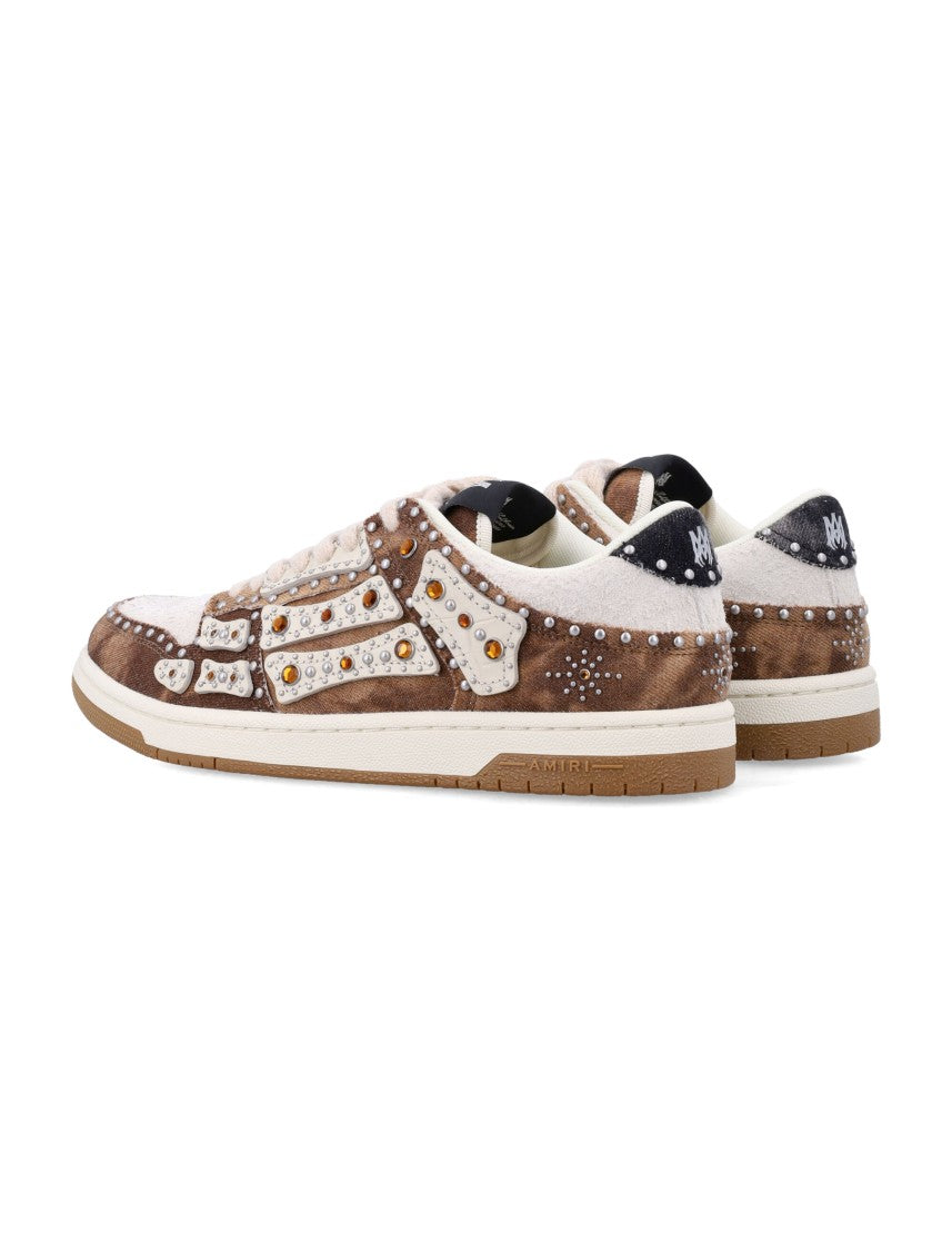 Amiri Brown Stud Skel Top Low Sneakers