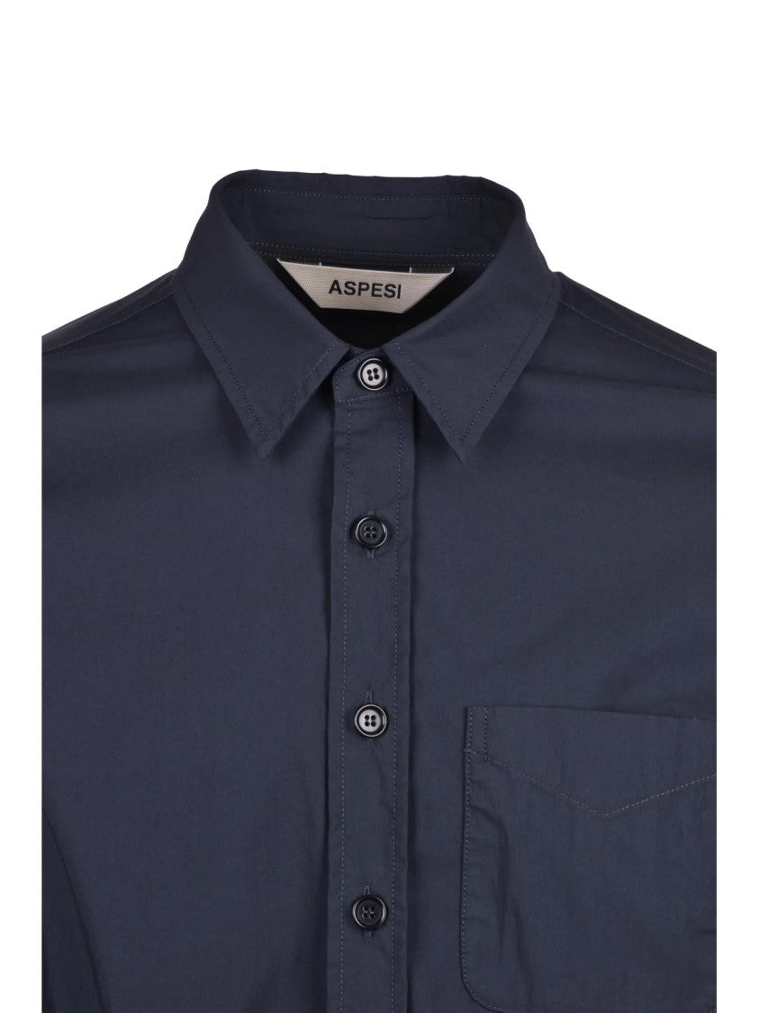Aspesi Colors Minimalist Button-Up Stretch Cotton Shirt